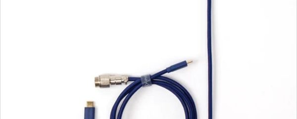 KEYBOARD ACCESSORY KEYCHRON COILED AVIATOR CUSTOM CABLE (Type-C to Type-C) w/adapter type-A to Type-C, Blue