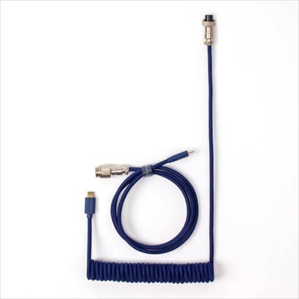 KEYBOARD ACCESSORY KEYCHRON COILED AVIATOR CUSTOM CABLE (Type-C to Type-C) w/adapter type-A to Type-C, Blue 08341