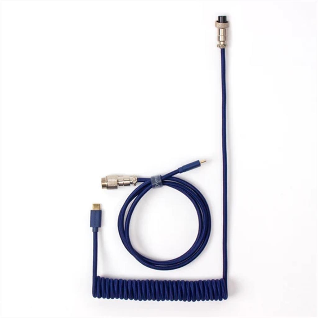 KEYBOARD ACCESSORY KEYCHRON COILED AVIATOR CUSTOM CABLE (Type-C to Type-C) w/adapter type-A to Type-C, Blue 08341