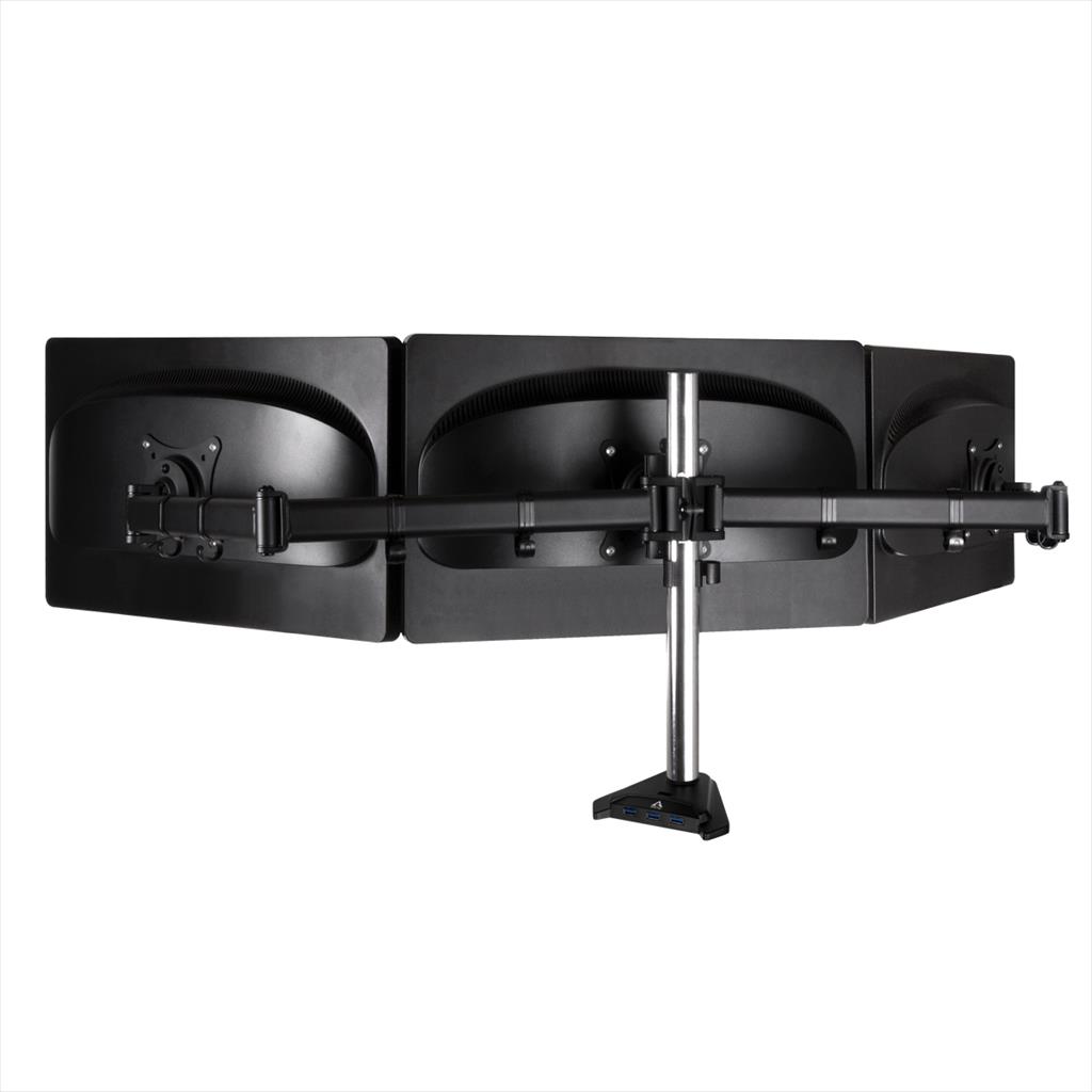 MONITOR STAND ARCTIC Z3 PRO (Gen 3),3 MONITORS,up to 32",VESA 100/75mm,Tilt,Swivel,Rotation,15kg per arm,w/4xUSB 3.1 Gen1 +MicroUSB Power, AEMNT00051A 09568