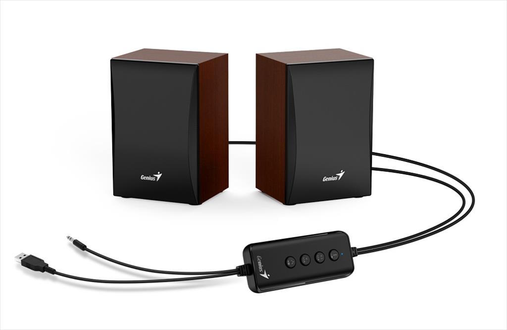 SPEAKERS 2.0 GENIUS SP-HF380BT USB for power, 1x 3,5mm, w/bluetooth Wooden Brown (3W) 28131