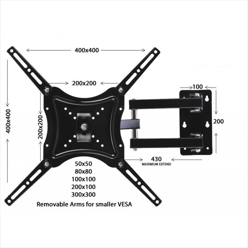 TV BRACKET MOUNT 1455", 50kg, Flex, Tilt, VESA up to 400x400 HDL117B