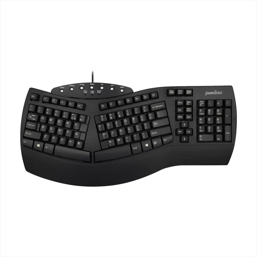 KEYBOARD WIRED USB PERIXX PERIBOARD-512 ERGONOMIC BLACK, 11525 08390