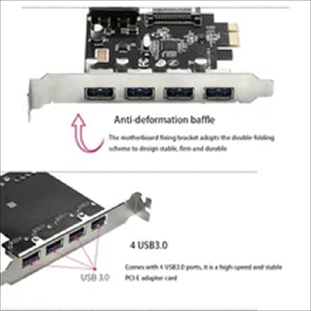 CONVERTOR PCI-E TO 4 X USB 3.0 w/dual power supply (MOLEX + SATA), DIEWU TXB161, Chipset: VL805 35223