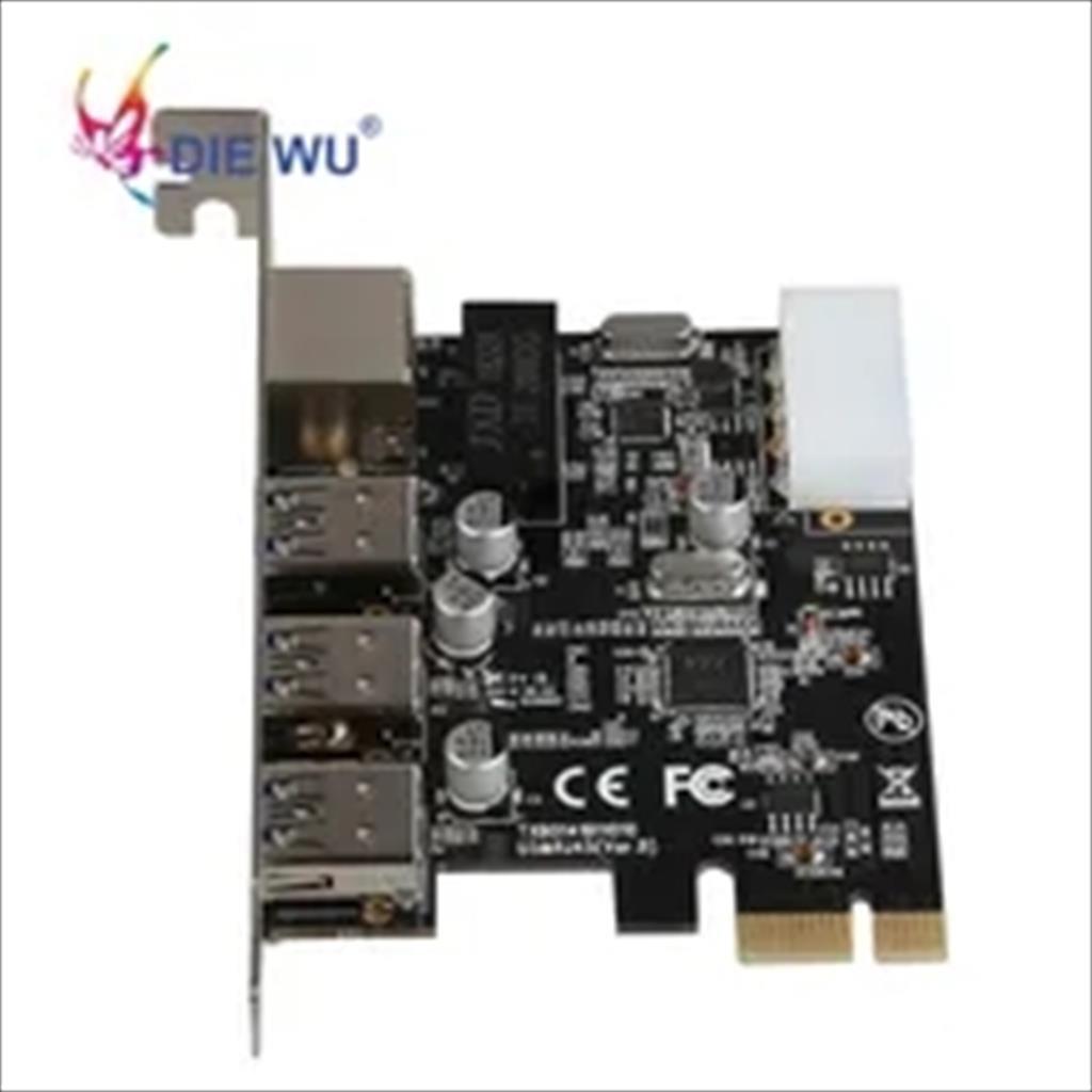CONVERTOR PCI-E TO 3 x USB 3.0 + 1x RJ45, DIEWU TXB014, Chipset: VL805+RTL8153 35224