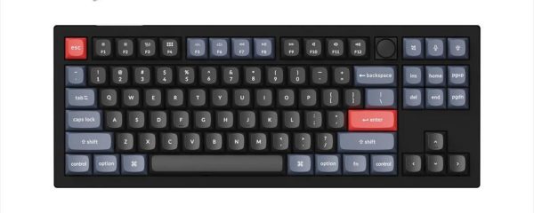 KEYBOARD MECHANICAL KEYCHRON V3 TKL QMK/VIA RGB Keychron K PRO Red switch, Carbon Black (Non-Transparent), w/knob, V3-D1