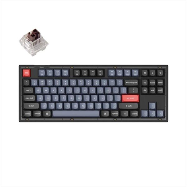 KEYBOARD MECHANICAL KEYCHRON V3 TKL QMK/VIA RGB Keychron K PRO Brown switch, Frosted Black (Translucent), w/knob, V3-C3 08527