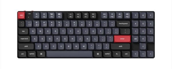 KEYBOARD MECHANICAL KEYCHRON K13 PRO QMK/VIA HS LP RGB LED 80% Gateron Red switch Multi-Device (Wired+Bluetooth), Black, K13P-H1