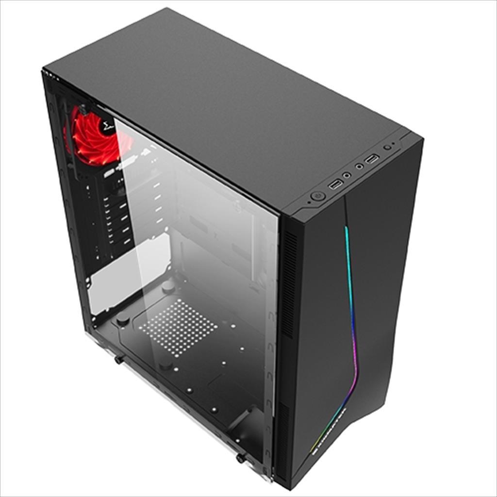 CASE XIGMATEK ATX mid-Tower EROS w/Tempered glass , Rainbow LED Front Panel, 1x120mm LED RGB fan, w/o OD DVD slot, EN43378 02203