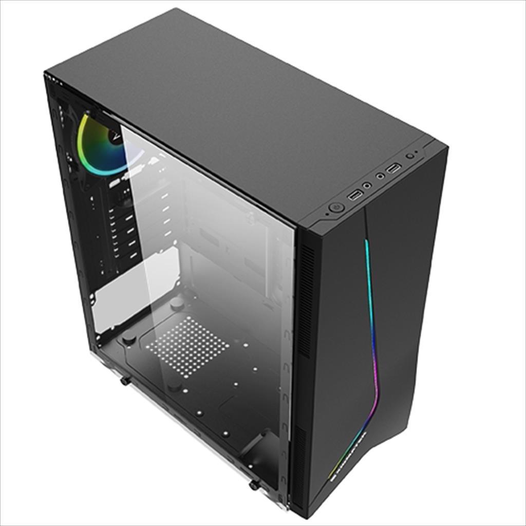 CASE XIGMATEK ATX mid-Tower EROS w/Tempered glass , Rainbow LED Front Panel, 1x120mm LED RGB fan, w/o OD DVD slot, EN43378 02203