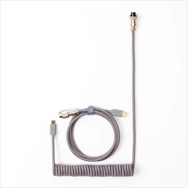 KEYBOARD ACCESSORY KEYCHRON COILED AVIATOR CUSTOM CABLE (Type-C to Type-C) w/adapter type-A to Type-C, Grey 08342