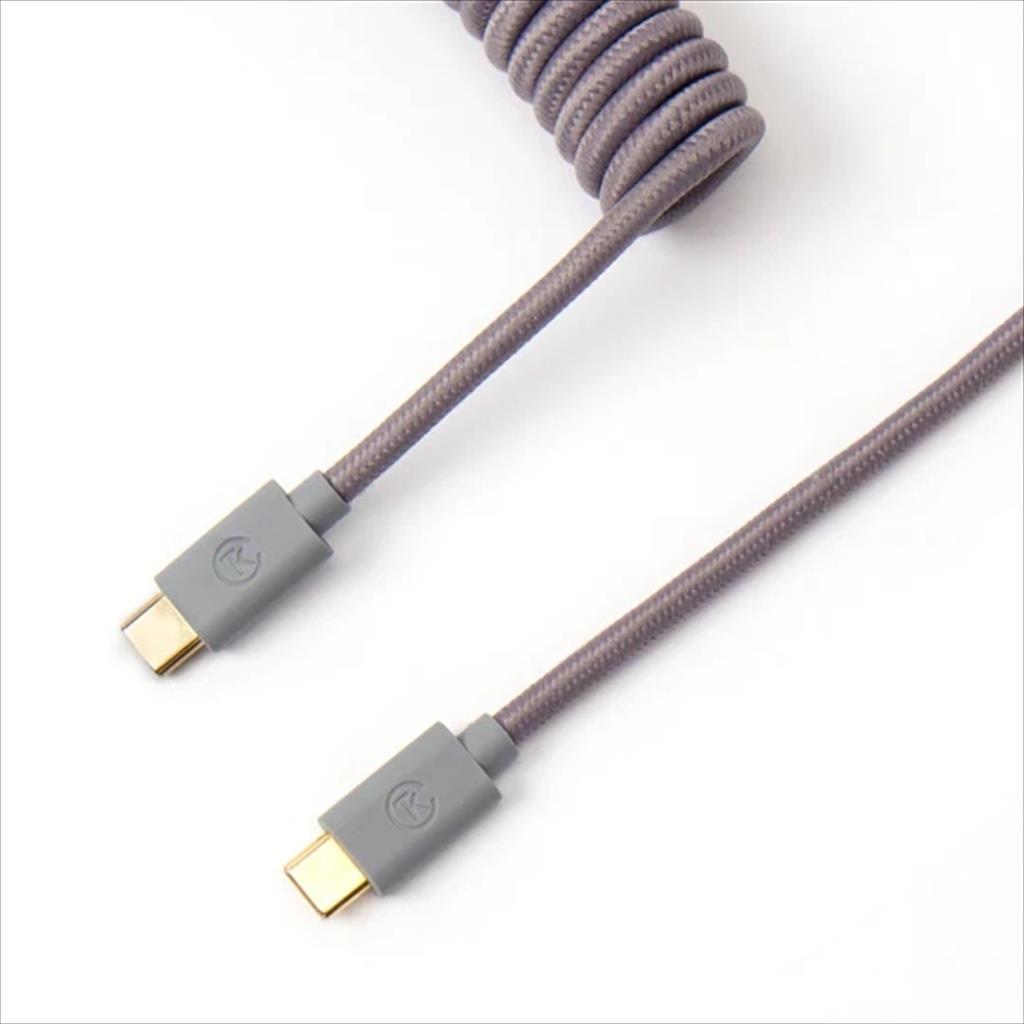 KEYBOARD ACCESSORY KEYCHRON COILED AVIATOR CUSTOM CABLE (Type-C to Type-C) w/adapter type-A to Type-C, Grey 08342