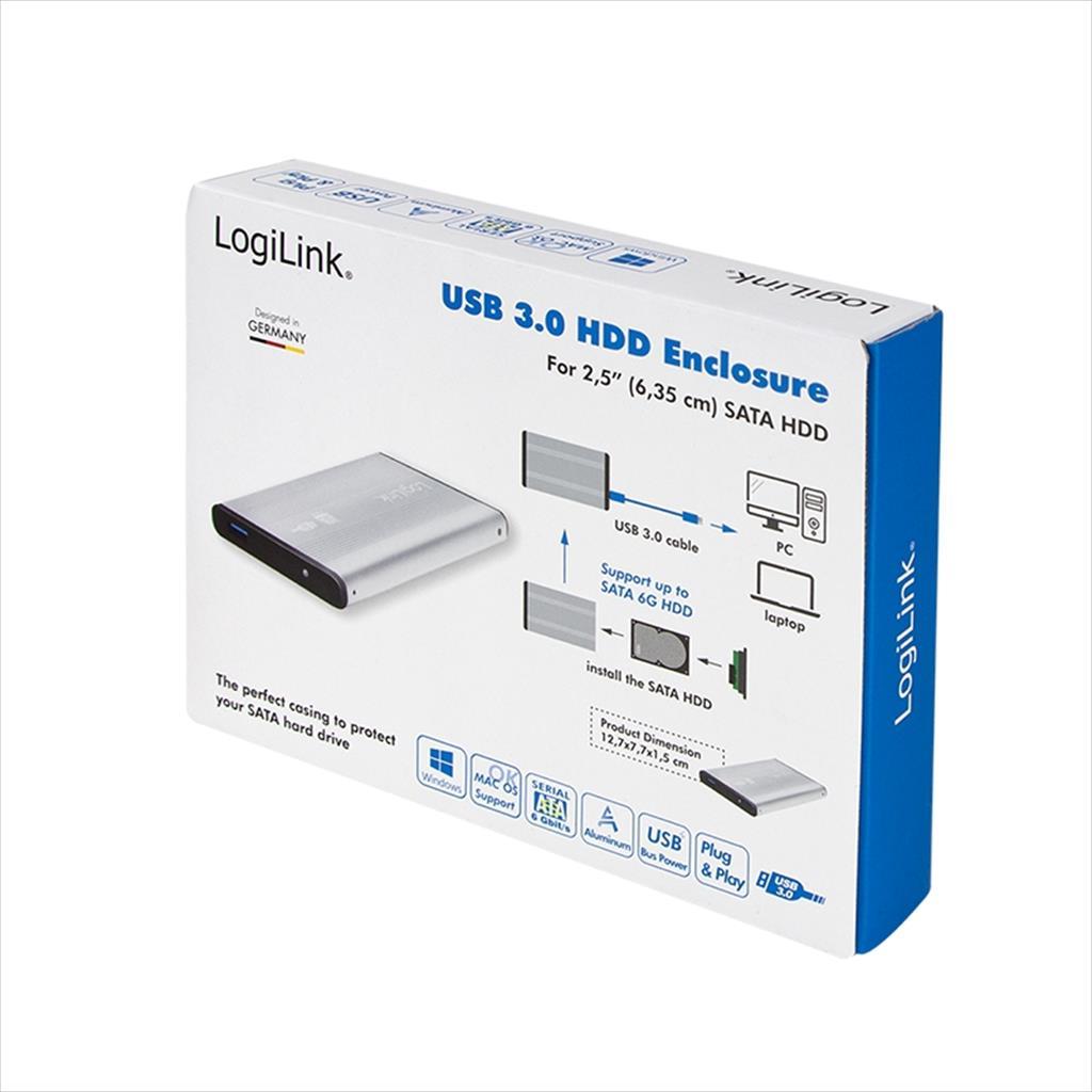 ENCLOSURE 2.5" USB 3.0 SATA LogiLink Silver UA0106A 02434