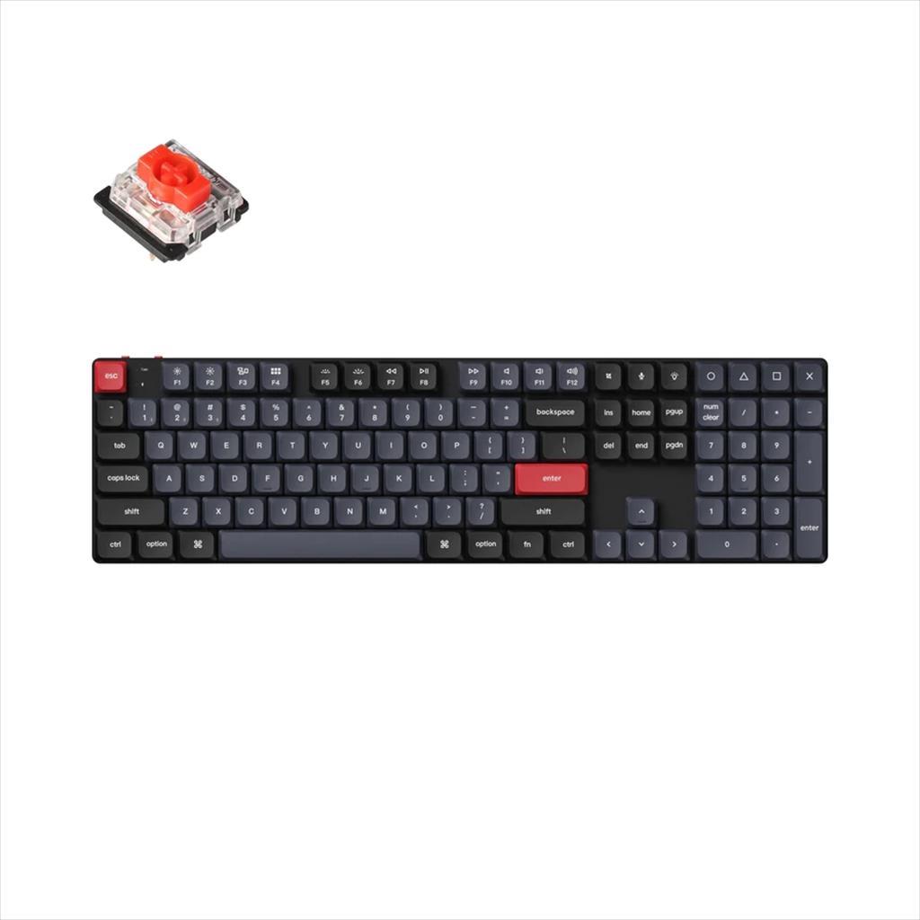KEYBOARD MECHANICAL KEYCHRON K5 PRO QMK/VIA HS LP RGB LED FULL SIZE Gateron Red switch Multi-Device (Wired+Bluetooth), Black, K5P-H1 08563