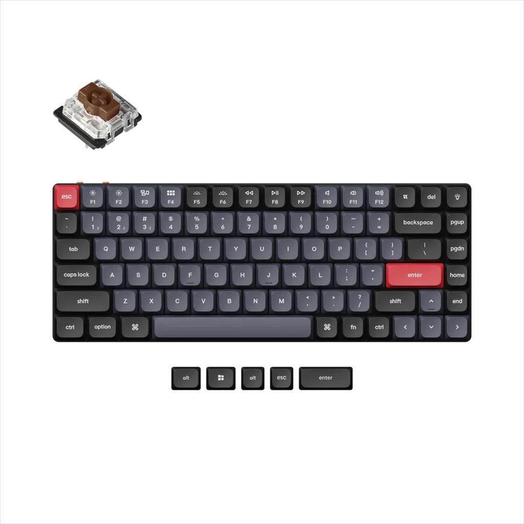 KEYBOARD MECHANICAL KEYCHRON K3 PRO QMK/VIA HS LP RGB LED 75% Gateron Brown switch Multi-Device (Wired+Bluetooth), Black, K3P-H3 08571