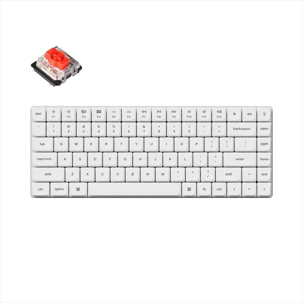 KEYBOARD MECHANICAL KEYCHRON K3 PRO QMK/VIA HS LP RGB LED 75% Gateron Red switch Multi-Device (Wired+Bluetooth), White, K3P-Q1 08572