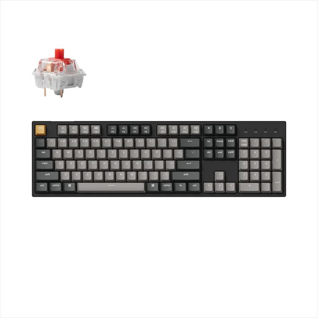 KEYBOARD MECHANICAL KEYCHRON C2 PRO QMK/VIA RGB LED FULL SIZE, Keychron K Pro Red switch, Black, C2P-L1 08579