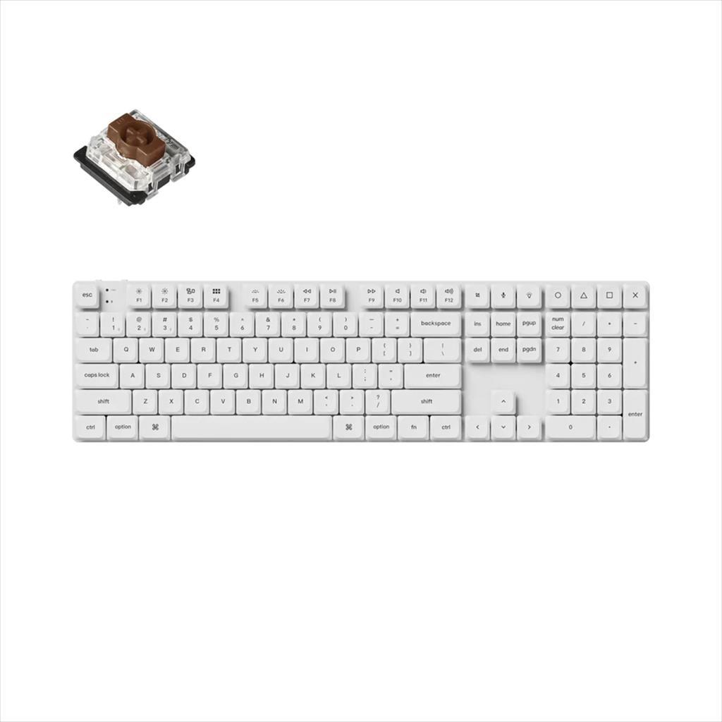 KEYBOARD MECHANICAL KEYCHRON K5 PRO QMK/VIA LP RGB LED FULL SIZE Gateron Brown switch Multi-Device (Wired+Bluetooth), White, K5P-P3 08588