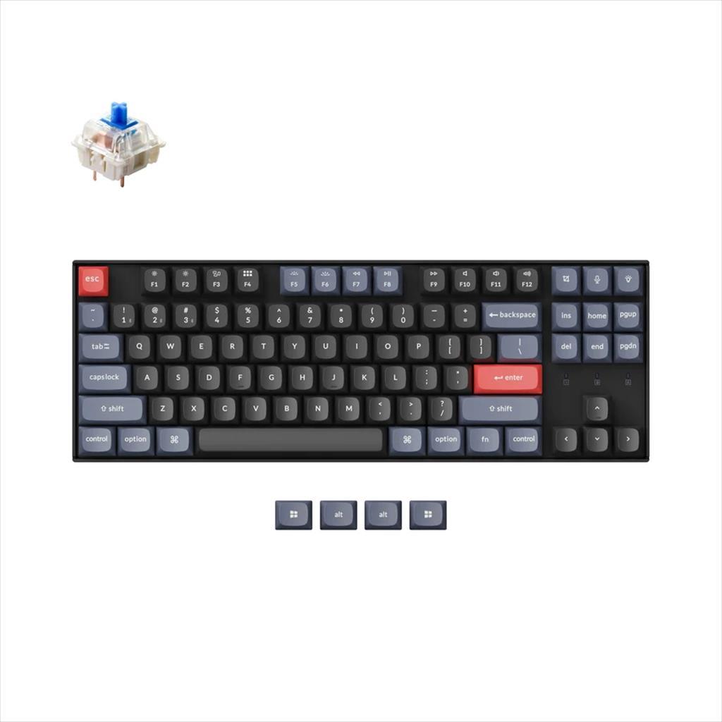 KEYBOARD MECHANICAL KEYCHRON K8 PRO QMK/VIA HS RGB LED TKL Gateron G Pro Blue switch Multi-Device (Wired+Bluetooth), Black, K8P-H2 08589