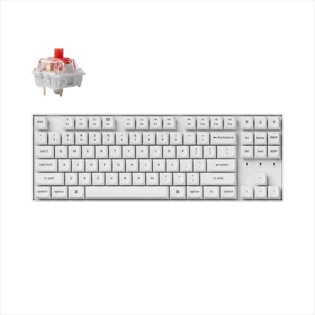 KEYBOARD MECHANICAL KEYCHRON K8 PRO QMK/VIA HS RGB LED TKL Keychron K Pro Red switch Multi-Device (Wired+Bluetooth), White, K8P-P1 08591