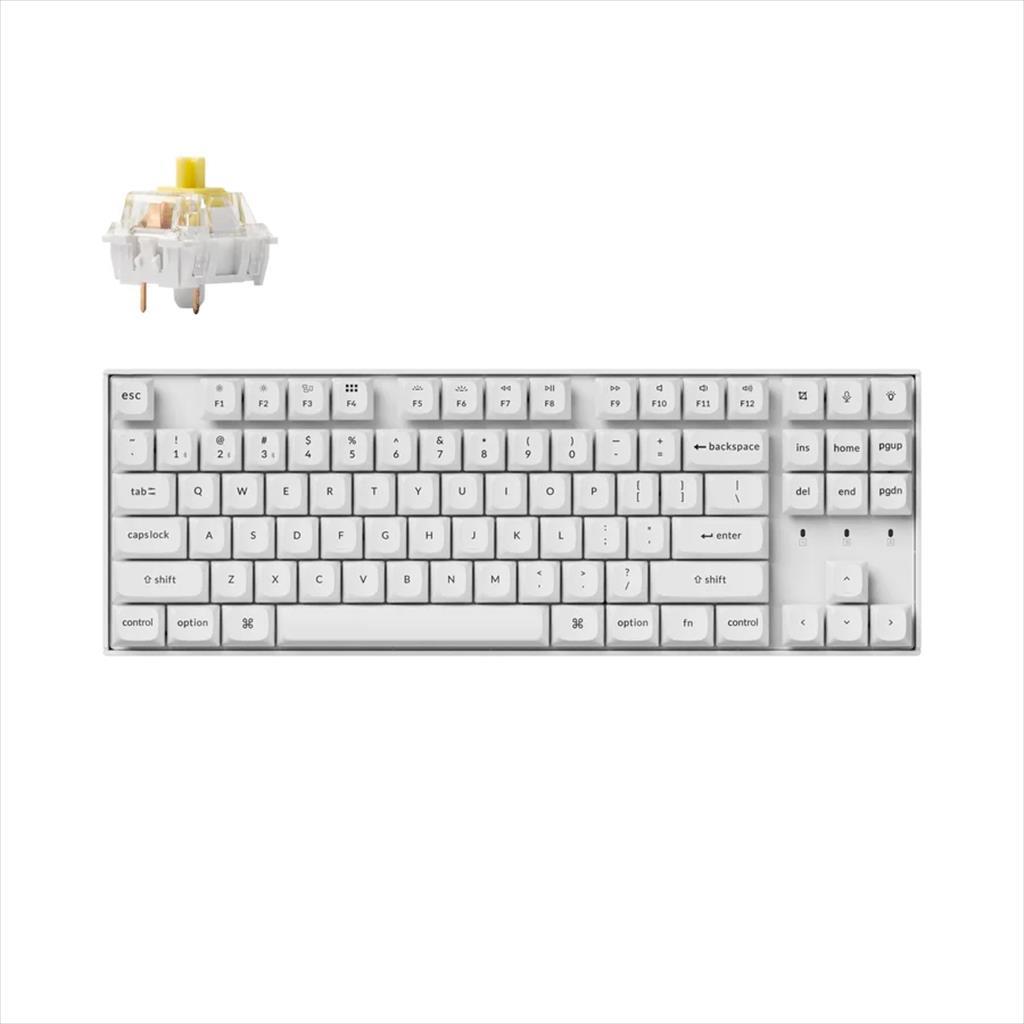 KEYBOARD MECHANICAL KEYCHRON K8 PRO QMK/VIA HS RGB LED TKL Keychron K Pro Banana switch Multi-Device (Wired+Bluetooth), White, K8P-P4 08592