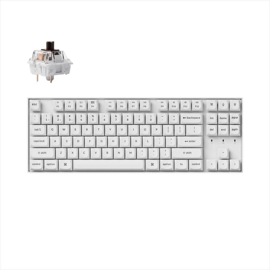 KEYBOARD MECHANICAL KEYCHRON K8 PRO QMK/VIA HS RGB LED TKL Keychron K Pro Brown switch Multi-Device (Wired+Bluetooth), White, K8P-P3 08593