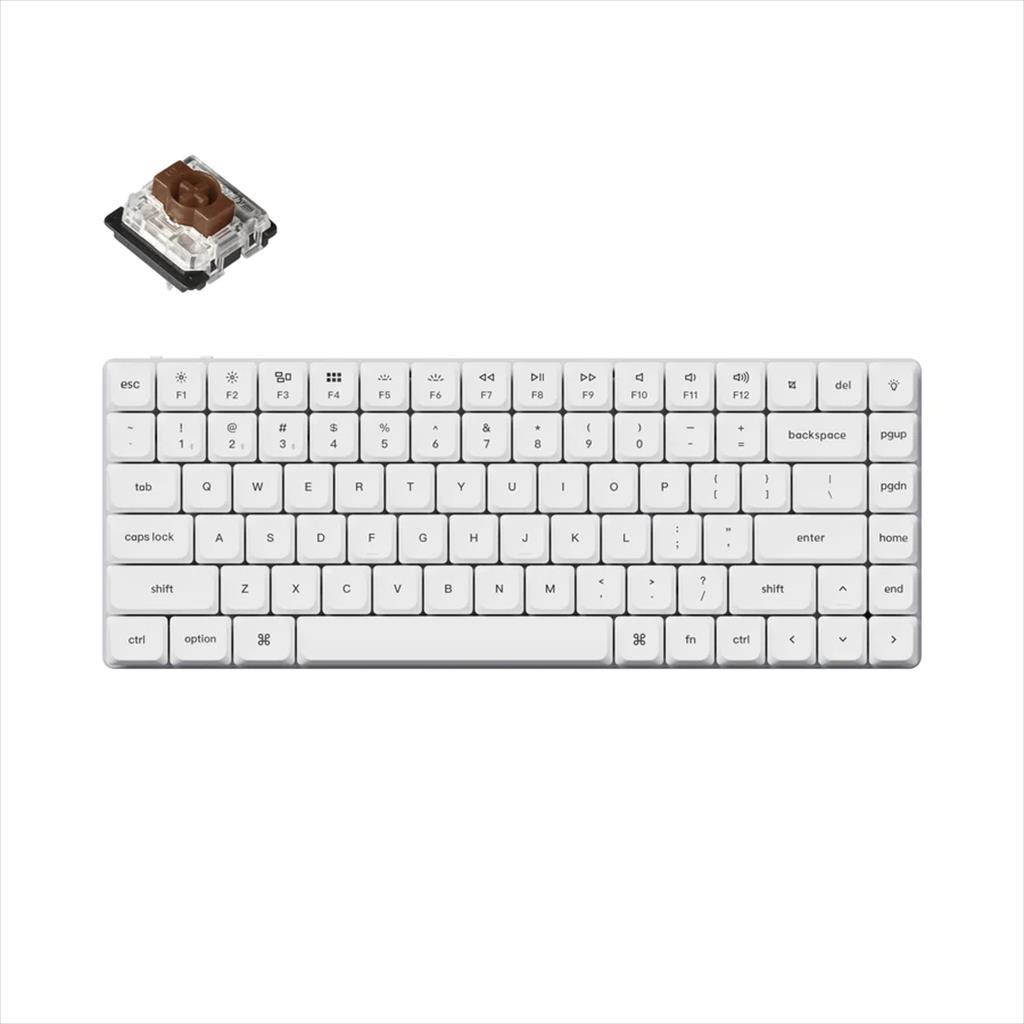 KEYBOARD MECHANICAL KEYCHRON K3 PRO QMK/VIA LP RGB LED 75% Gateron Brown switch Multi-Device (Wired+Bluetooth), White, K3P-P3 08595