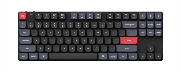 KEYBOARD MECHANICAL KEYCHRON K1 PRO QMK/VIA LP RGB LED TKL Gateron Red switch Multi-Device (Wired+Bluetooth), Black, K1P-B1