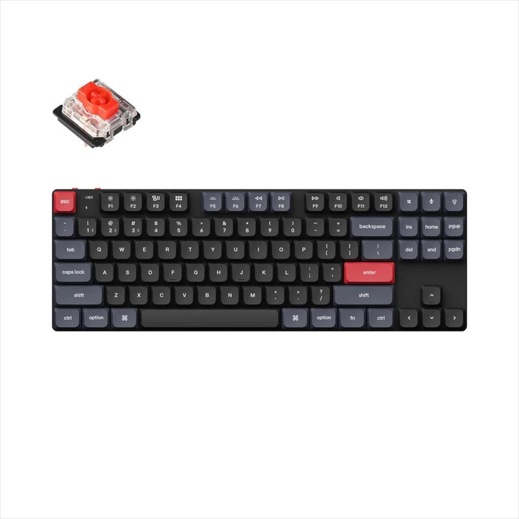 KEYBOARD MECHANICAL KEYCHRON K1 PRO QMK/VIA LP RGB LED TKL Gateron Red switch Multi-Device (Wired+Bluetooth), Black, K1P-B1 08597
