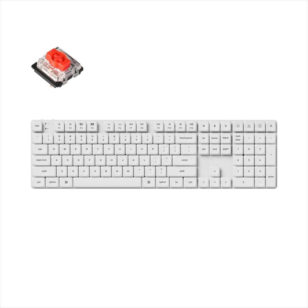 KEYBOARD MECHANICAL KEYCHRON K5 PRO QMK/VIA LP WHITE LED FULL SIZE Gateron Red switch Multi-Device (Wired+Bluetooth), White, K5P-O1 08603