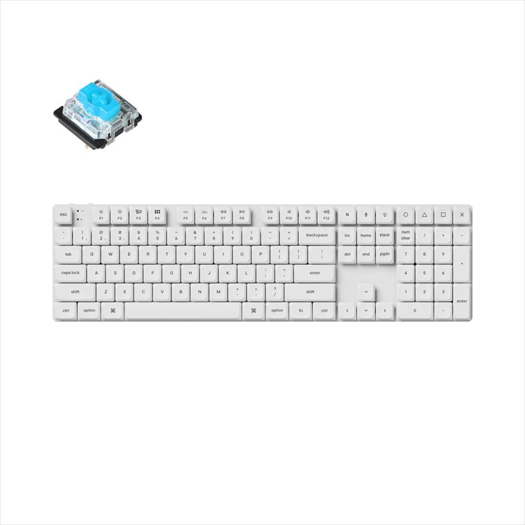 KEYBOARD MECHANICAL KEYCHRON K5 PRO QMK/VIA LP WHITE LED FULL SIZE Gateron Blue switch Multi-Device (Wired+Bluetooth), White, K5P-O2 08604
