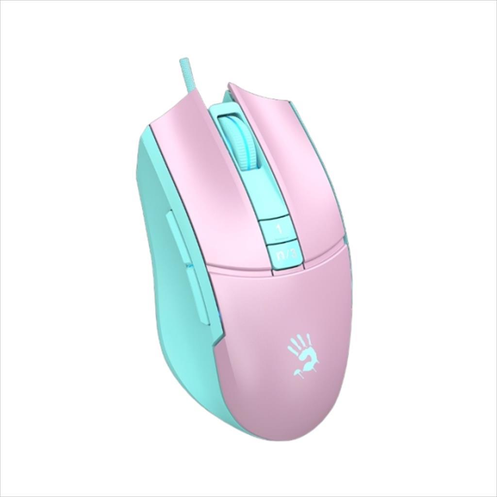MOUSE WIRED A4TECH Bloody Gaming, L65 Max , RGB, USB, 8000CPI, Sky Pink 07452