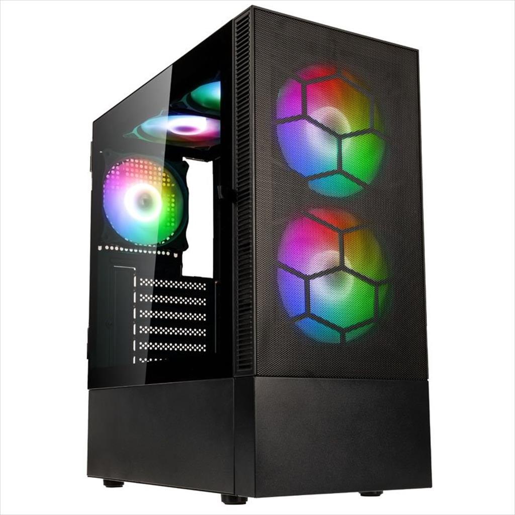 CASE KOLINK ATX OBSERVATORY MX Mesh ARGB w/Tempered glass, 2x140mm, 3x120mm UMBRA A-RGB fan, w/o OD DVD, black 02441