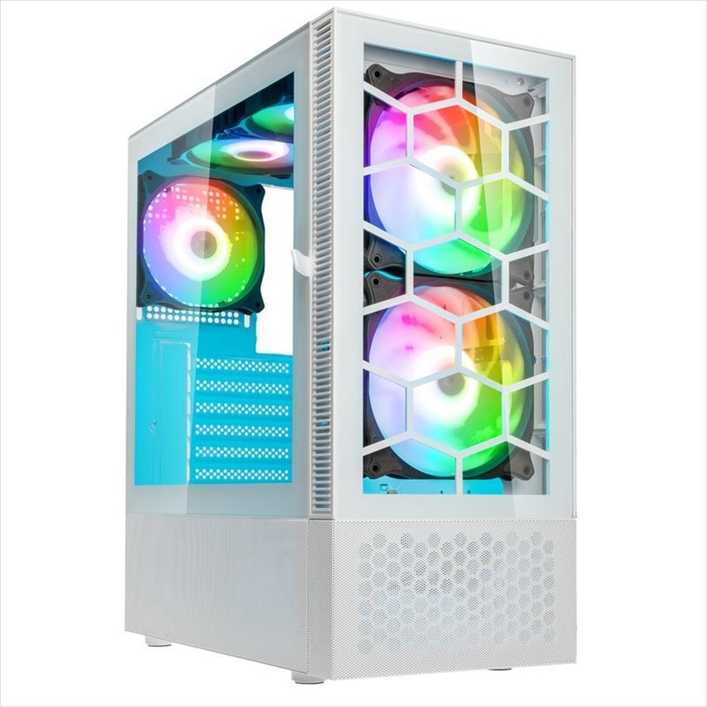 CASE KOLINK ATX OBSERVATORY MX Glass ARGB w/Tempered glass, 2x140mm, 3x120mm UMBRA A-RGB fan, w/o OD DVD, white 02442