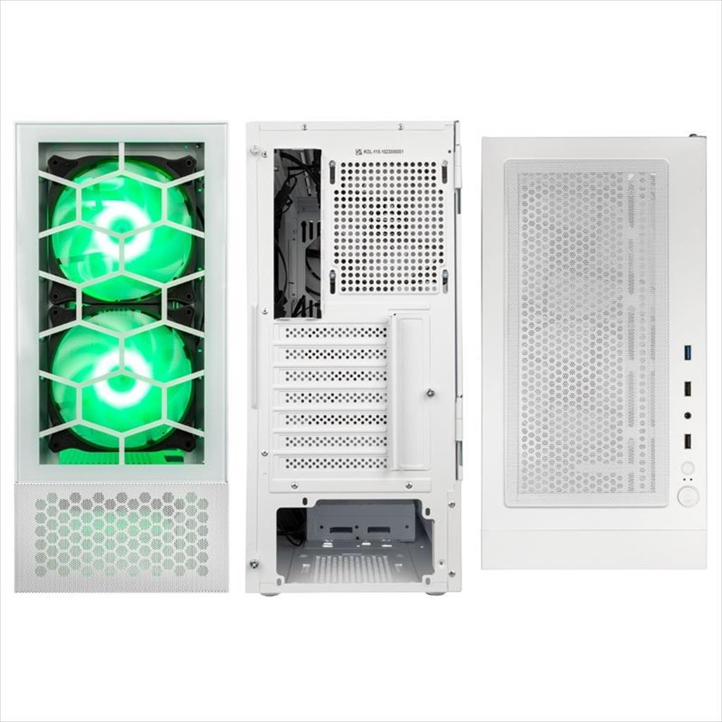CASE KOLINK ATX OBSERVATORY MX Glass ARGB w/Tempered glass, 2x140mm, 3x120mm UMBRA A-RGB fan, w/o OD DVD, white 02442