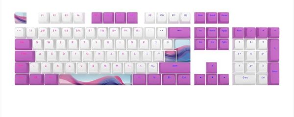 KEYBOARD MECHANICAL KEYCAPS DARK PROJECT CANDY K PBT ,(ANSI & ISO LAYUOT 177PCS), White/Pink, KS-1090