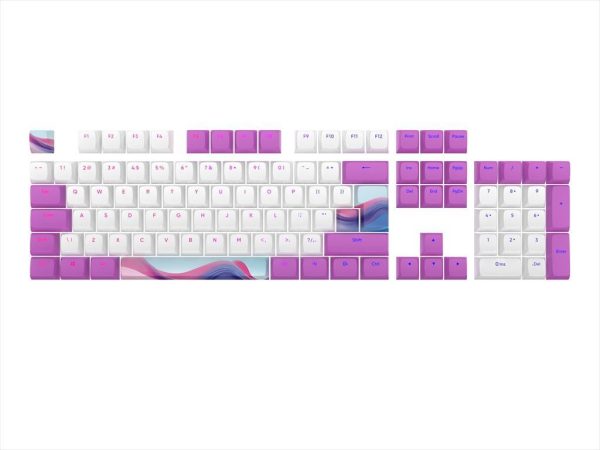 Keyboard mechanical keycaps dark project candy k pbt ,(ansi & iso layuot 177pcs), white/pink, ks-1090