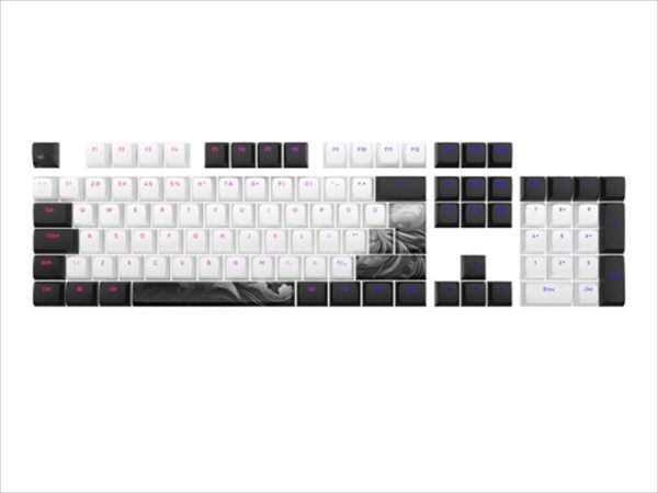 Keyboard mechanical keycaps dark project ink ,(ansi & iso layuot 177pcs), white/black, ks-1050