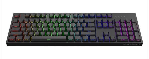 KEYBOARD MECHANICAL DARK PROJECT KD104A SIDE-PRINT BLACK FULL SIZE HS RGB Gateron Optical Red 2.0 switches, +4 switch