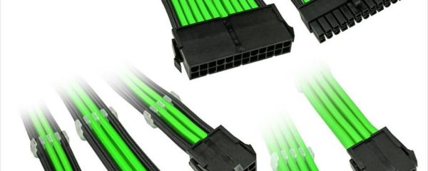 EXTENSION PSU KIT KOLINK ATX 24-pin, CPU 4+4-pin, PCI-E 8-pin x2, PCI-E 6+2-pin x3, w/cable clips GREEN/BLACK ZUAD-1278