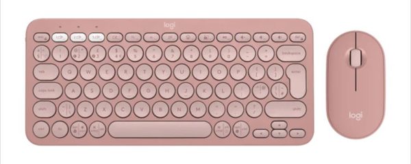 COMBO KEYBOARD AND MOUSE WIRELESS LOGITECH PEBBLE 2 COMBO Rose w/Bluetooth, Logitech Bolt, 920-012241