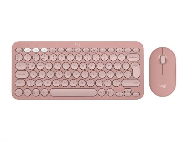 Combo keyboard and mouse wireless logitech pebble 2 combo rose w/bluetooth, logitech bolt, 920-012241