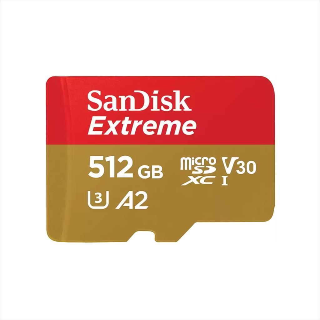 MEMORY CARD SANDISK MICRO-SDXC UHS-I 512GB EXTREME C10 w/adapter 190mb/s V30, U3, SDSQXAV-512G-GN6MA 24125
