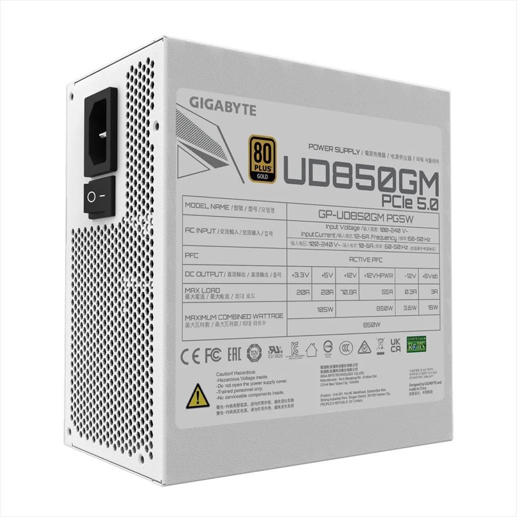 PSU 850W GIGABYTE UD850GM PG5W 80 PLUS GOLD, FULL MODULAR, WHITE, GP-UD850GM PG5W 26249