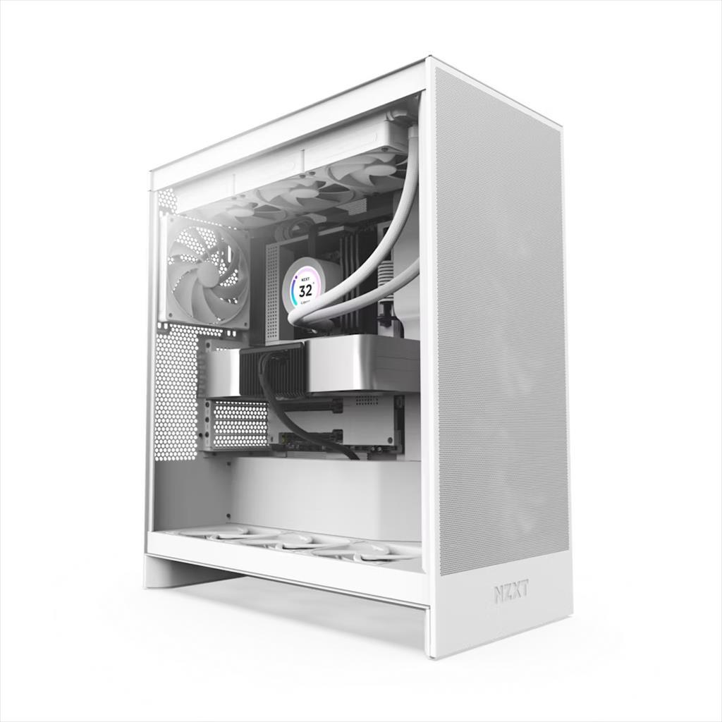 CASE NZXT E-ATX Mid-Tower H7 FLOW (2024) w/WINDOW Front & top MESH 3xF120Q Quiet fans, USB 3.2 type-C, 2xUSB 3.2 type A, Matte White CM-H72FW-01 02513