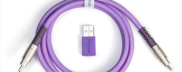 KEYBOARD ACCESSORY KEYCHRON DOUBLE SLEEVED GEEK CUSTOM CABLE (Type-C to Type-C) w/adapter type-A to Type-C, PURPLE, CAB-23