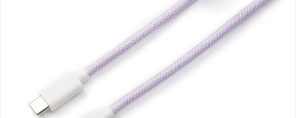 KEYBOARD ACCESSORY KEYCHRON COILED AVIATOR CUSTOM CABLE (Type-C to Type-C) w/adapter type-A to Type-C, LIGHT PURPLE, Cab-17