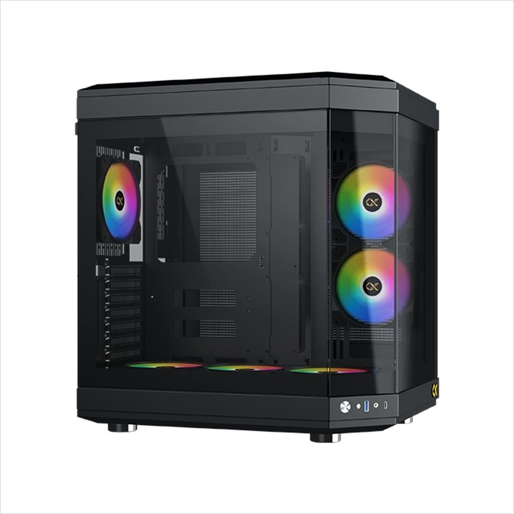 CASE XIGMATEK ATX mid-Tower CUBI BLACK w/3xTG, 6x120mm Z20A ARGB Galaxy II Fan Control Kit,USB type C, EN41938 02473