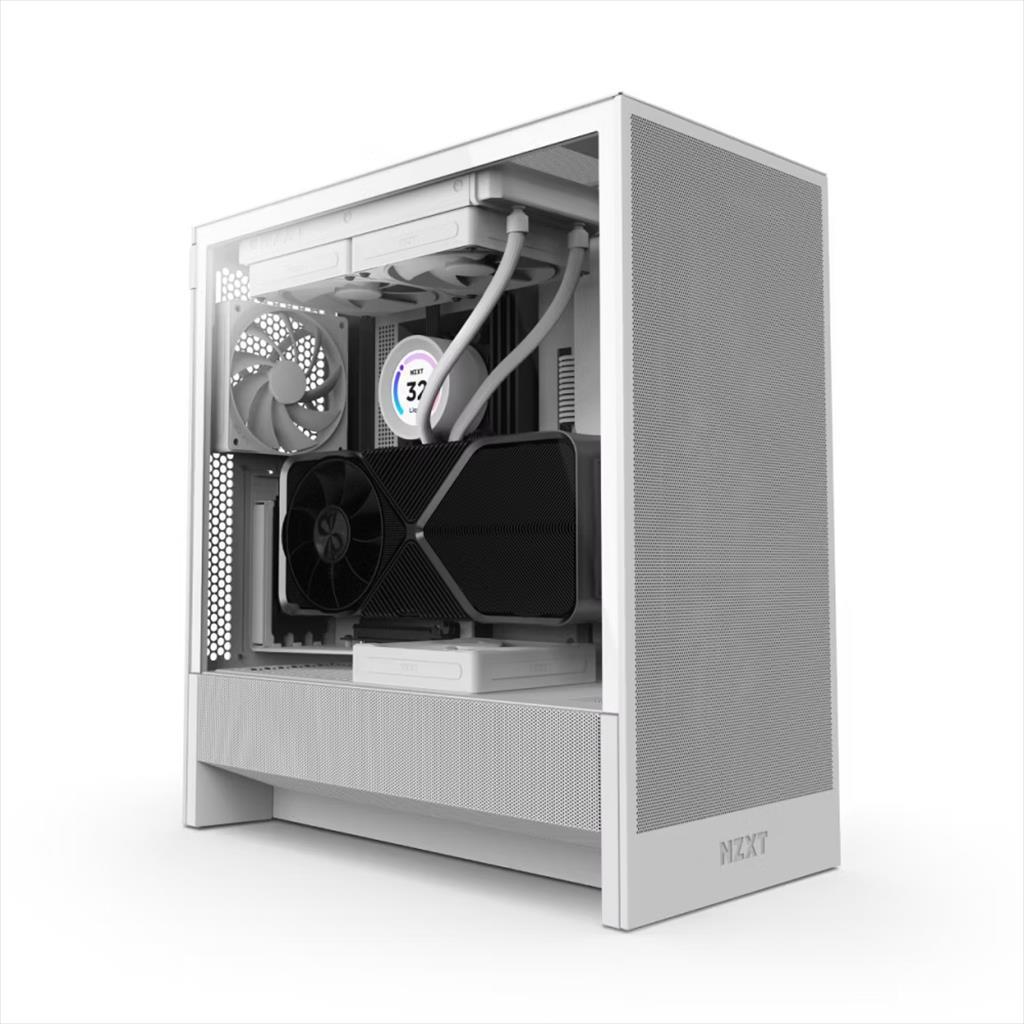 CASE NZXT E-ATX Mid-Tower H5 FLOW (2024) w/Mesh Front & top MESH 2xF120Q, USB 3.2 type-C, 1xUSB 3.2 type A, Matte White CC-H52FW-01 02565