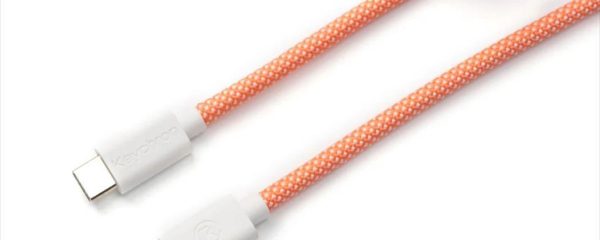 KEYBOARD ACCESSORY KEYCHRON COILED AVIATOR CUSTOM CABLE (Type-C to Type-C) w/adapter type-A to Type-C, PINK/ORANGE, Cab-14